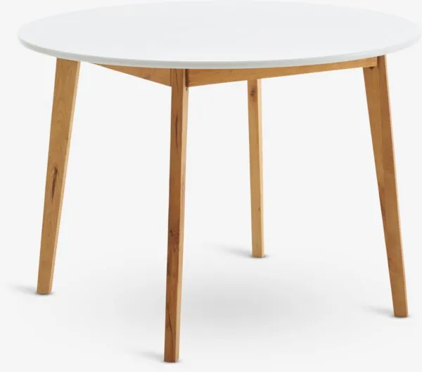 Spisebord JEGIND Ø105 hvit/natur