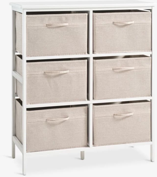 Kommode OREBY 3+3 bokser hvit/beige
