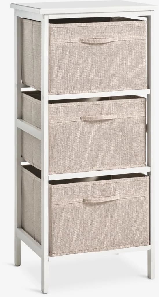 Kommode OREBY 3 bokser hvit/beige